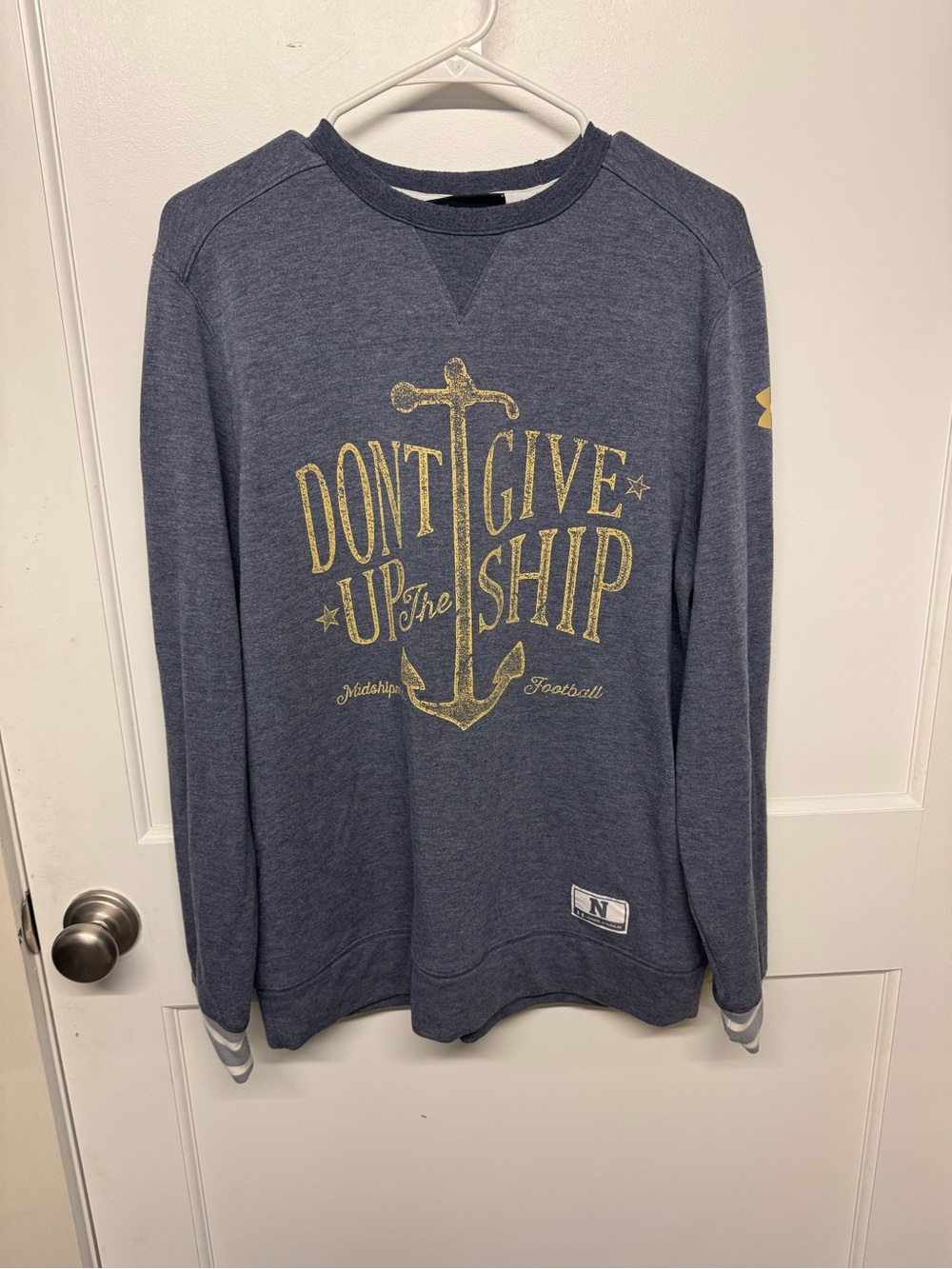 UA Navy Graphic Crewneck Sweatshirt - Don't Give Up The Ship